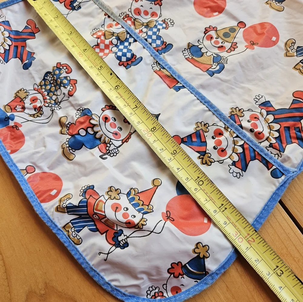 VTG Gerber Bib Plastic Vinyl Crumb Catcher Pocket Clowns Circus Snap 17x12